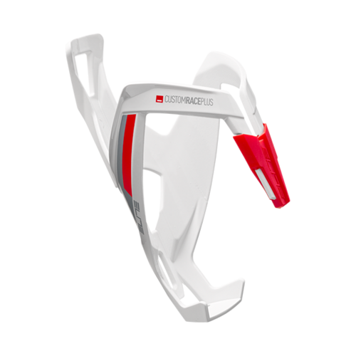 Elite Custom Race Plus Bottle Cage White Glossy Red (74mm Diameter)