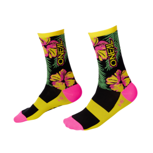 Oneal 2022 MTB Performance Socks Island Pink/Green/Yellow