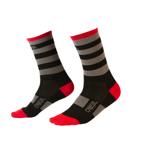Oneal 2022 MTB Performance Socks Stripe Black/Grey/Red