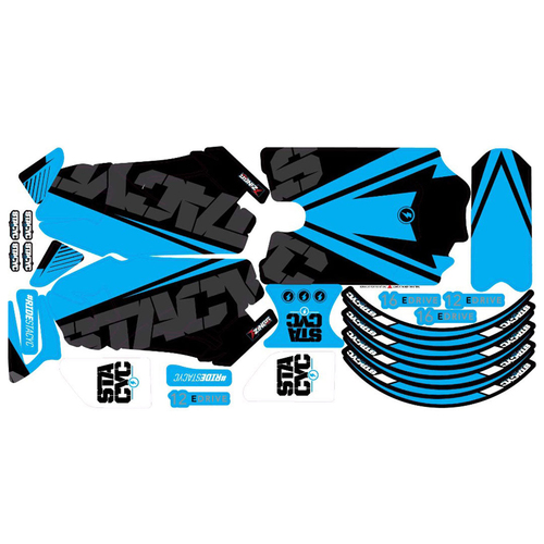 STACYC Bike Graphics Kit Electrify Cyan for 12eDrive/16eDrive (Non Brushless)