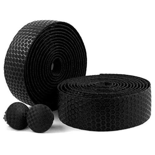 QBP Stealth PU Bar Tape Black with Silicon Honeycomb Weave Top