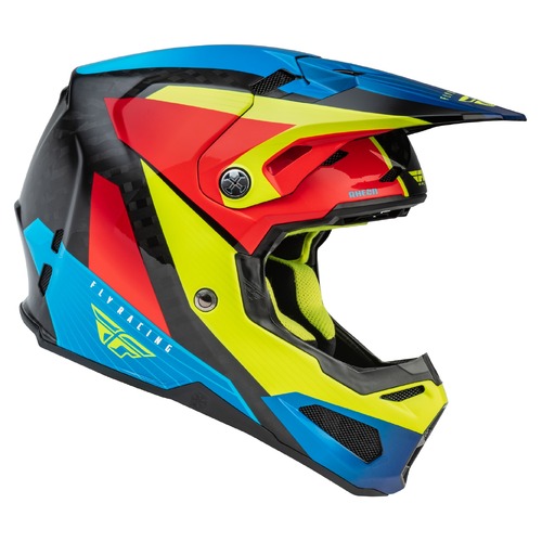 FLY Racing Formula Carbon Helmet Prime Hi-Vis/Blue/Red Carbon