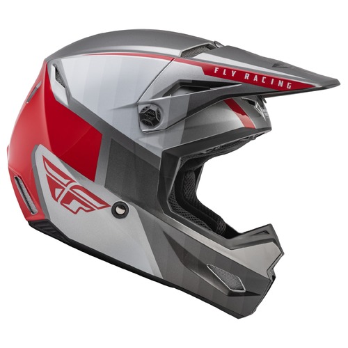 FLY Racing Kinetic Youth Helmet Drift Charcoal/Light Grey/Red