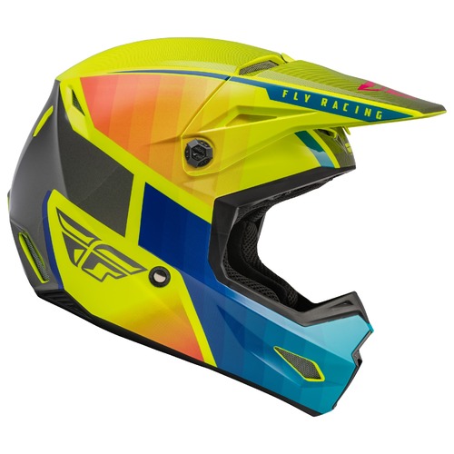 FLY Racing Kinetic Youth Helmet Drift Blue/Hi-Vis/Charcoal