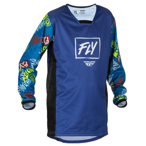 FLY Racing 2022 Kinetic Youth Jersey Rebel Blue/Light Blue