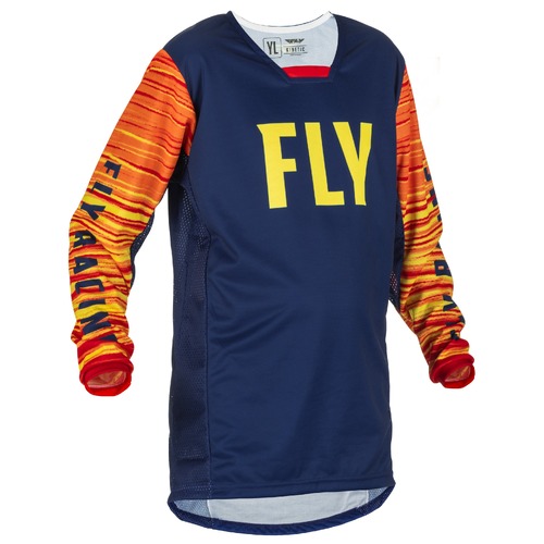 FLY Racing 2022 Kinetic Youth Jersey Wave Navy/Yellow/Red