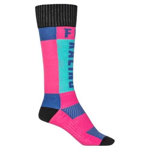 FLY Racing MX Thick Socks Pink/Blue