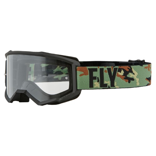 FLY Racing Focus Goggles Green Camo/Black w/Clear Lens
