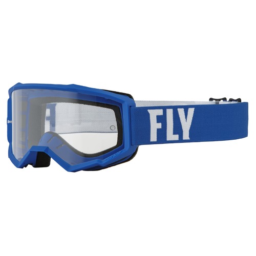 FLY Racing Focus Youth Goggles Blue/White w/Clear Lens