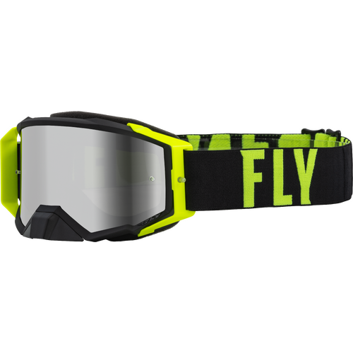 FLY Racing Zone Pro Goggles Black/Hi-Vis w/Silver Mirror/Smoke Lens
