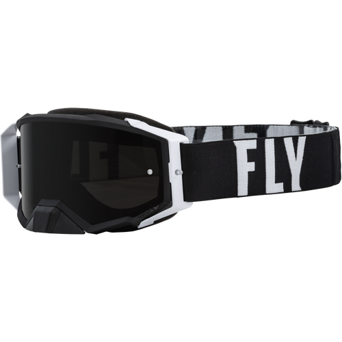 FLY Racing Zone Pro Goggles Black/White w/Dark Smoke/Smoke Lens