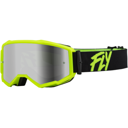 FLY Racing Zone Goggles Black/Hi-Vis w/Silver Mirror/Smoke Lens