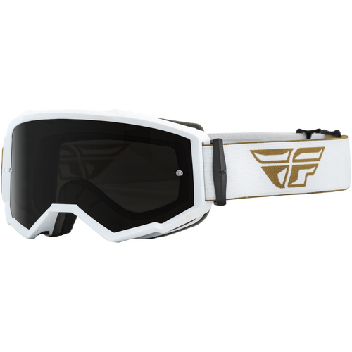 FLY Racing Zone Goggles Gold/White w/Dark Smoke/Smoke Lens