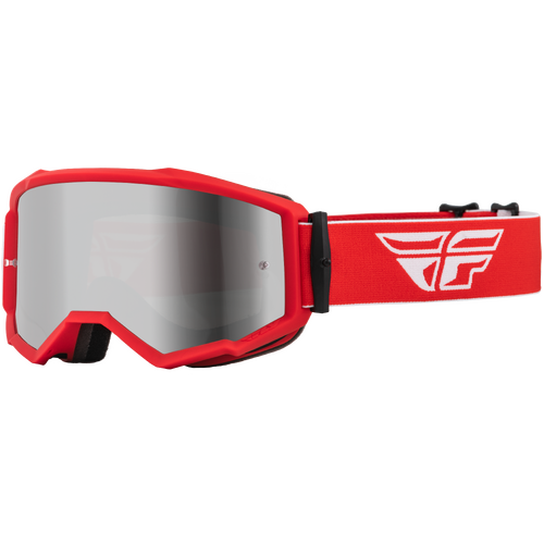 FLY Racing Zone Goggles Red/White w/Silver Mirror/Smoke Lens