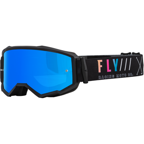 FLY Racing Zone Goggles Special Edition Black Sunset w/Sky Blue Mirror/Smoke Lens