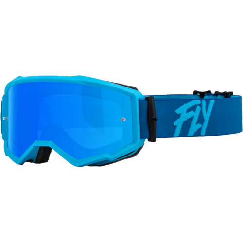 FLY Racing Zone Youth Goggles Blue w/Sky Blue Mirror/Smoke Lens