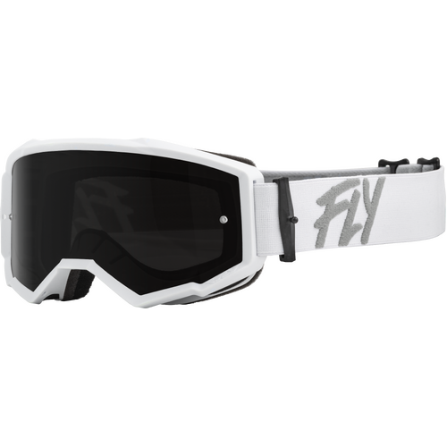 FLY Racing Zone Youth Goggles White w/Dark Smoke/Smoke Lens