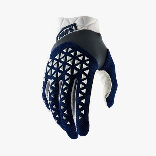 100% Airmatic Gloves Navy/Steel/White