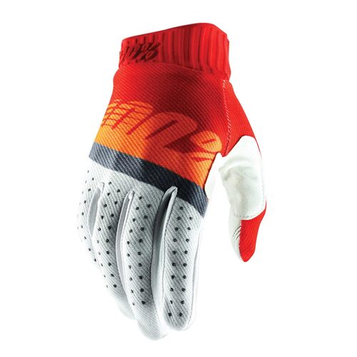 100% Ridefit Gloves Red/Fluro Orange/Blue