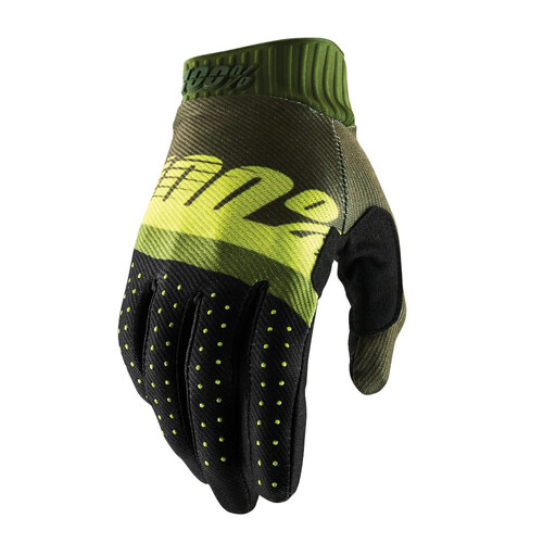 100% Ridefit Gloves Army Green/Fluro Lime