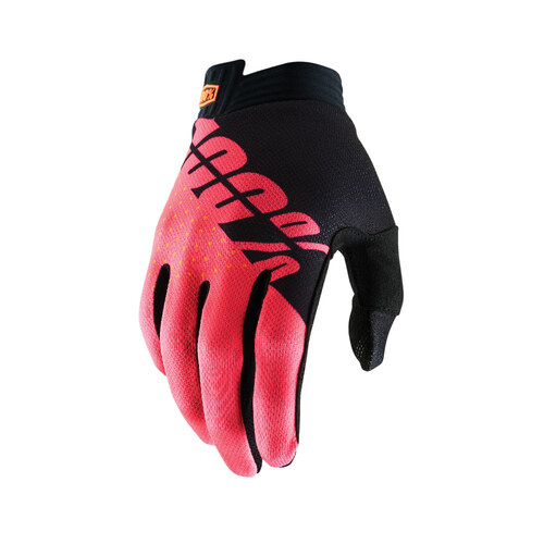 100% iTrack Gloves Black/Fluro Red