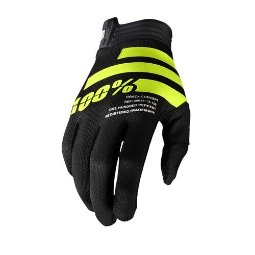 100% iTrack Gloves Black/Fluro Yellow